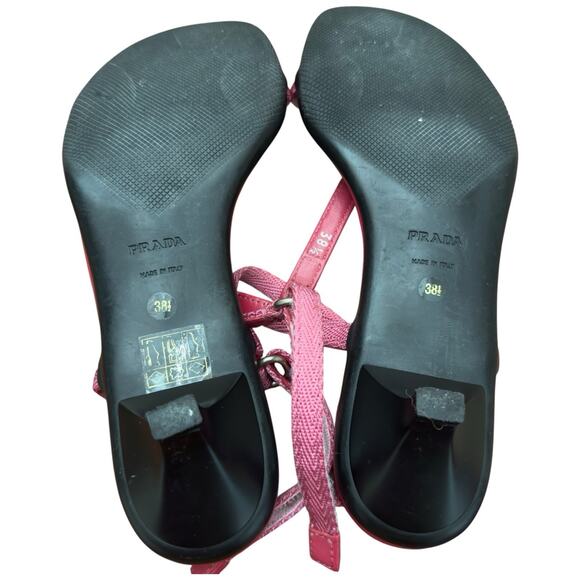 PRADA Women’s Pink Kitten Heel Sandals Size 38.5 - Picture 11 of 12